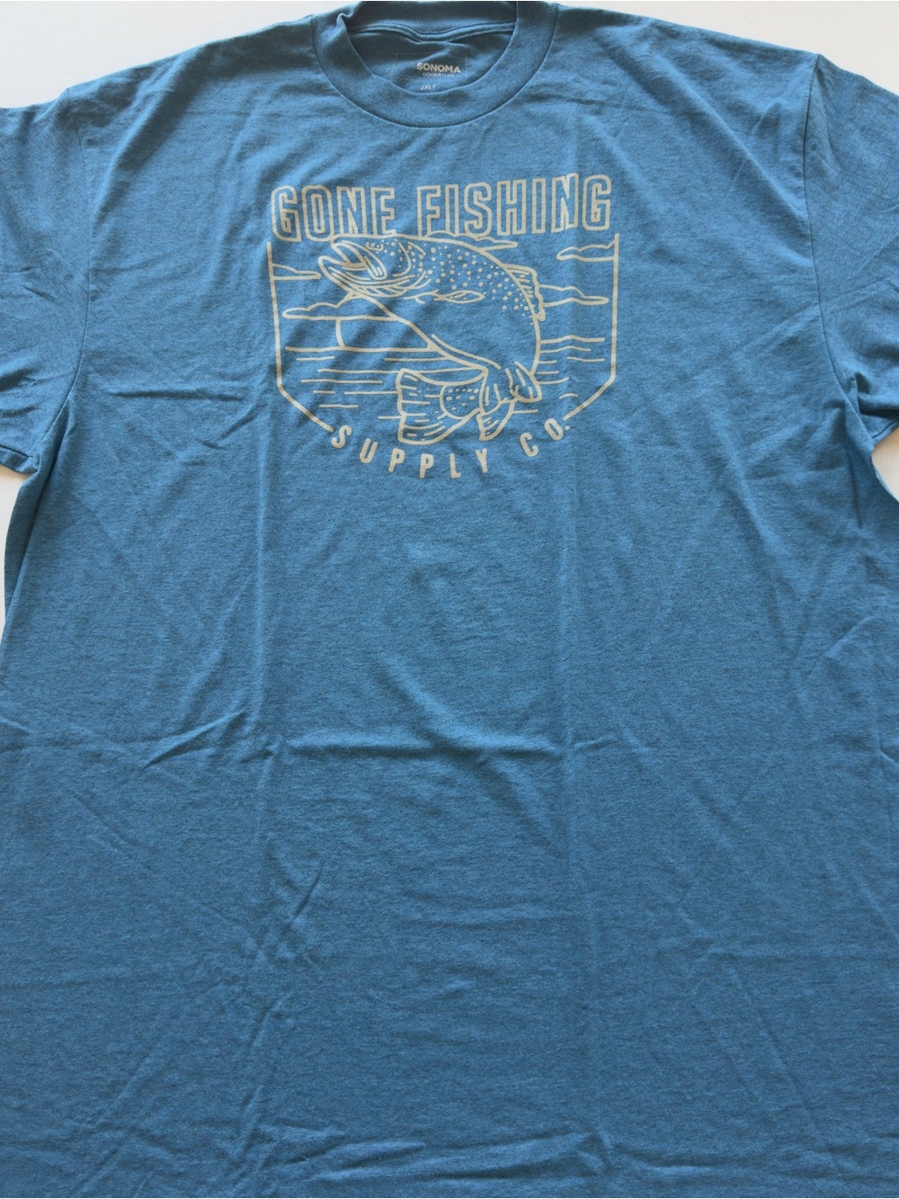 NWOT Men's Sonoma Gone Fishing Graphic Heavy Weight Tee Blue Size 2XT (KB9)